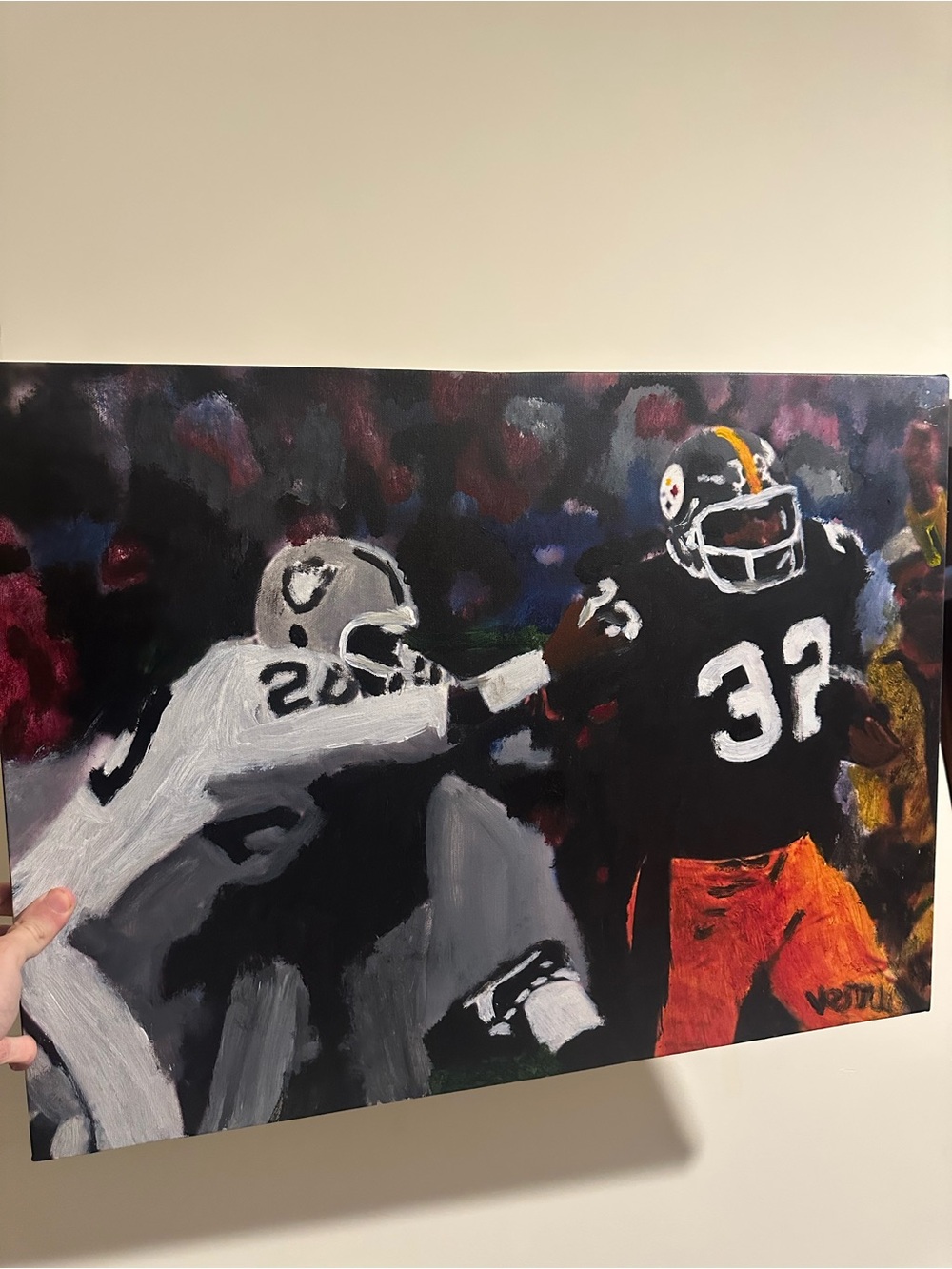 Franco Harris immaculate reception Vintage Football Canvas Painting 18x24